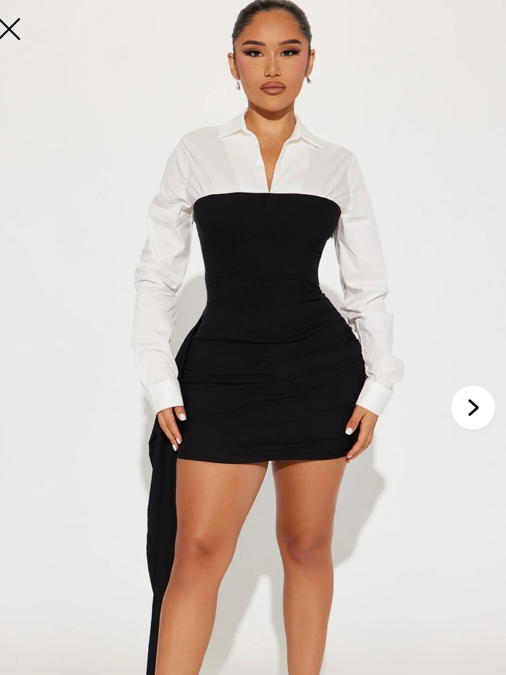 NWT Fashion Nova Beverly Draped Mini Dress - Black/White